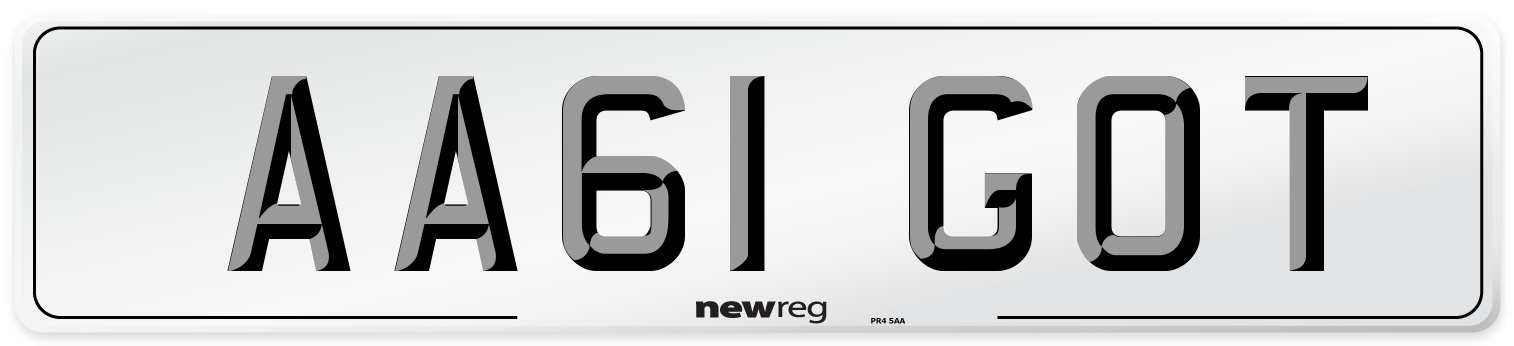 AA61 GOT Number Plate from New Reg